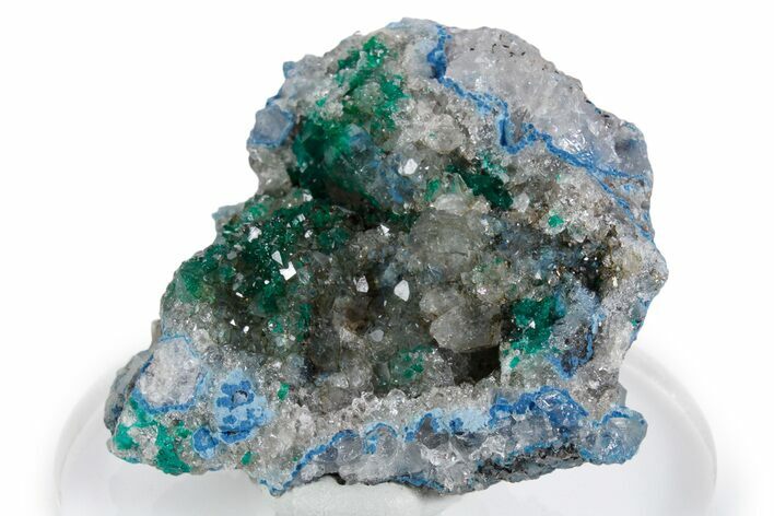 Dioptase Crystals and Quartz on Plancheite - Sanda, Congo #348546